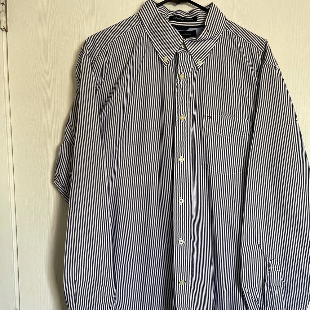 Tommy Hilfiger Academy  poplin Dress men’s striped shirt button  down  size XL